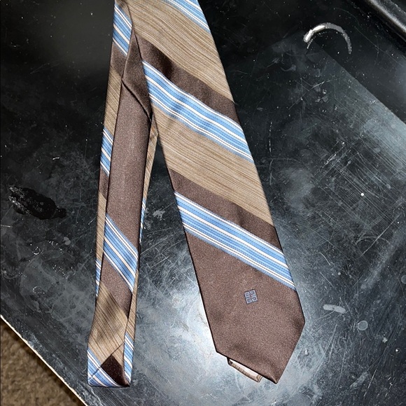 Givenchy Brown and Blue Striped Silk Tie